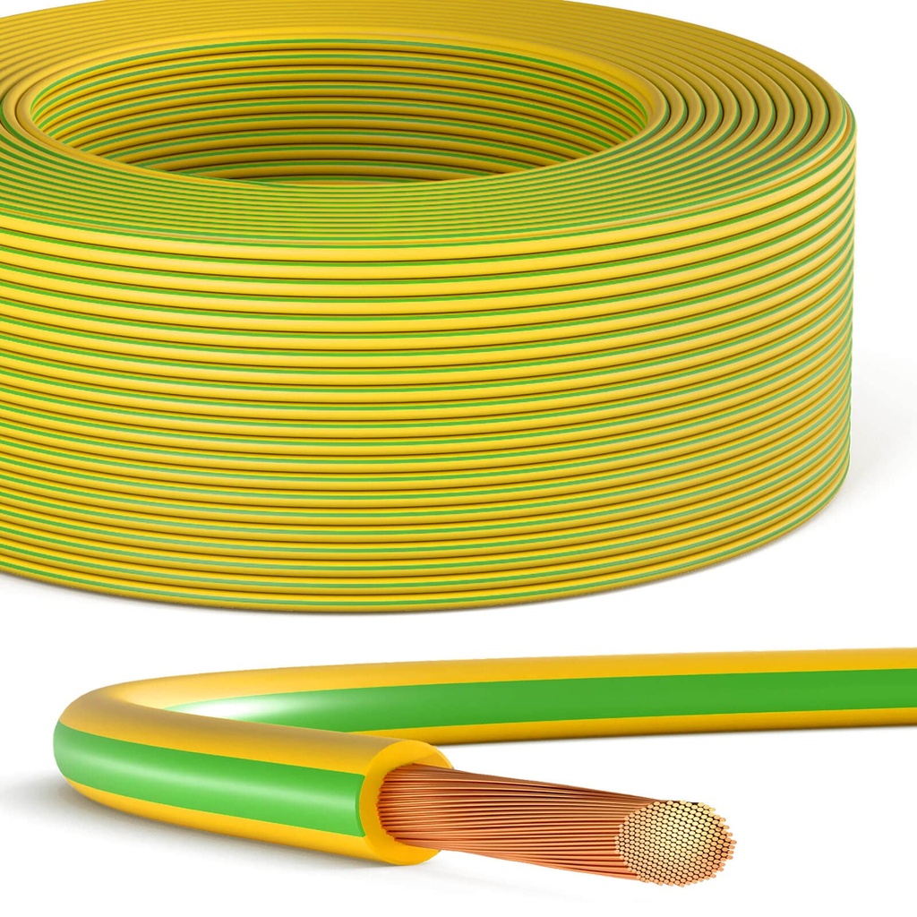 Câble de terre H07 V-K 6mm2 vert jaune (100m)