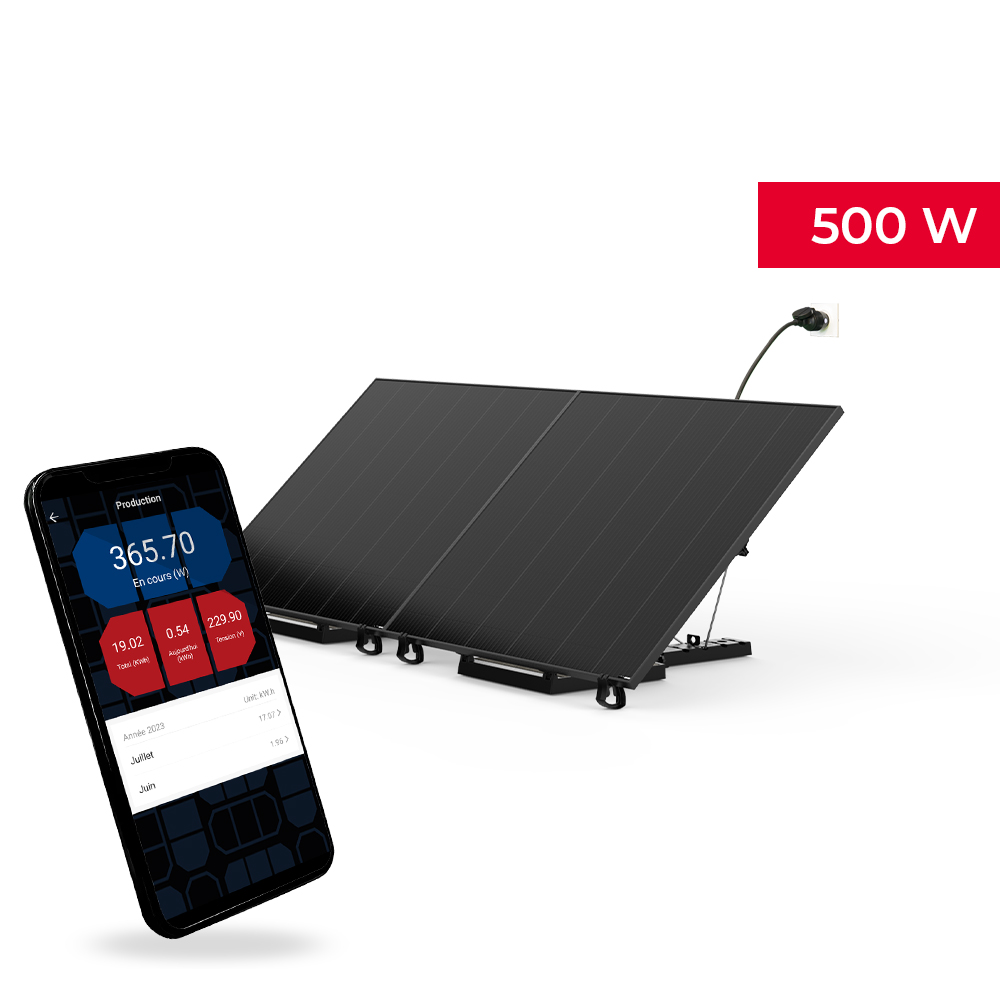 Kit solaire plug & play 500 Wc | 2 panneaux, micro-onduleur et support orientable